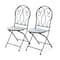 Glitzhome® 36.5" Green Outdoor Metal Folding Bistro Chairs with Ceramic Tiles Seat, 2ct.